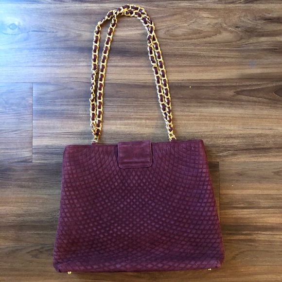 Bally Quilted Maroon Purse - Picture 3 of 7